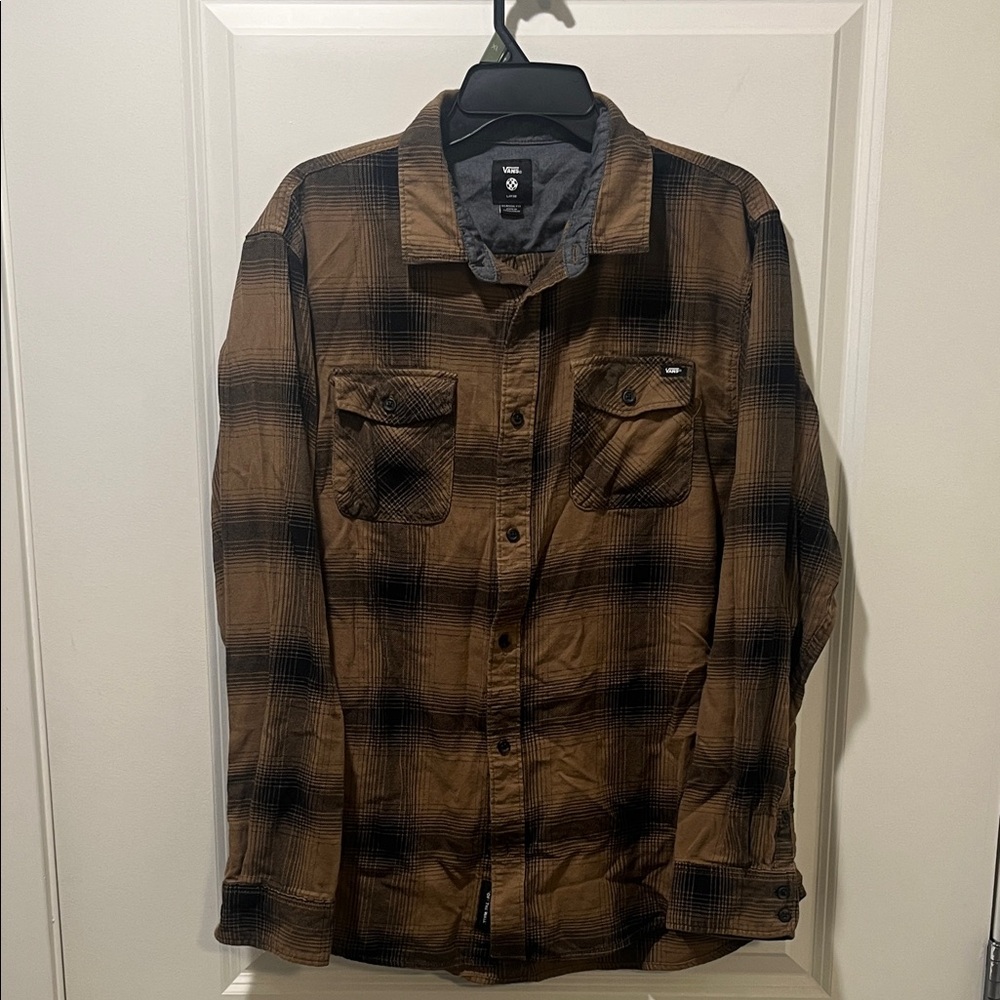 Vans Men's Brown and Black flannel